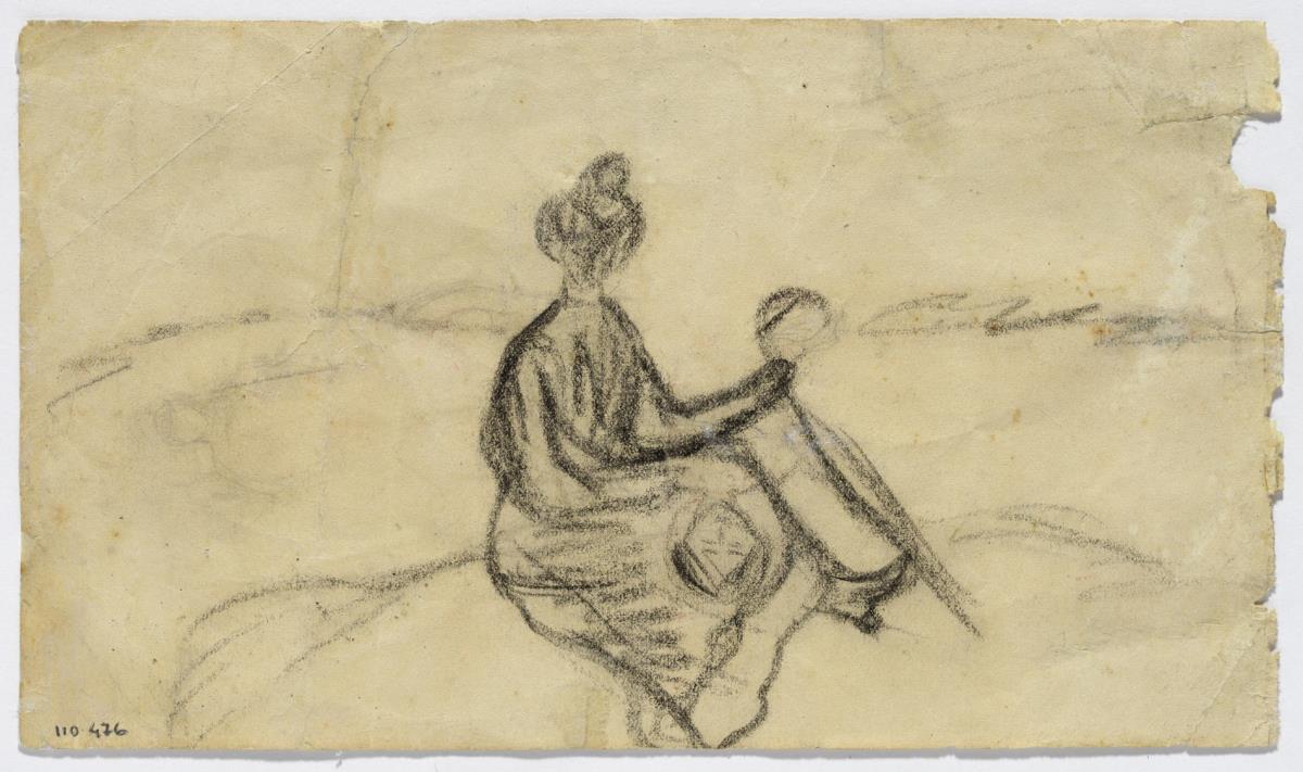 Estudi de dona amb bastó