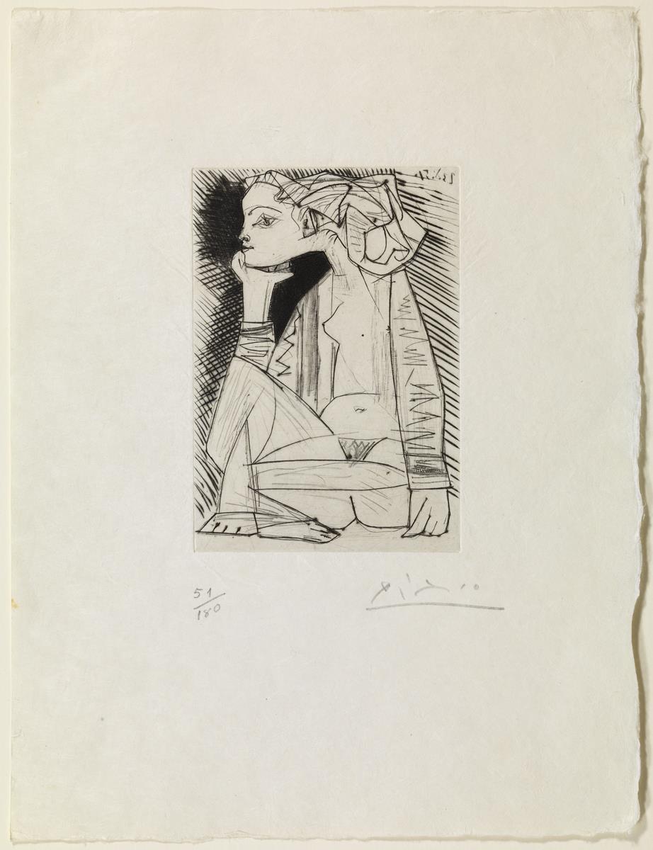 Seated Woman with Crossed Legs: Geneviève Laporte