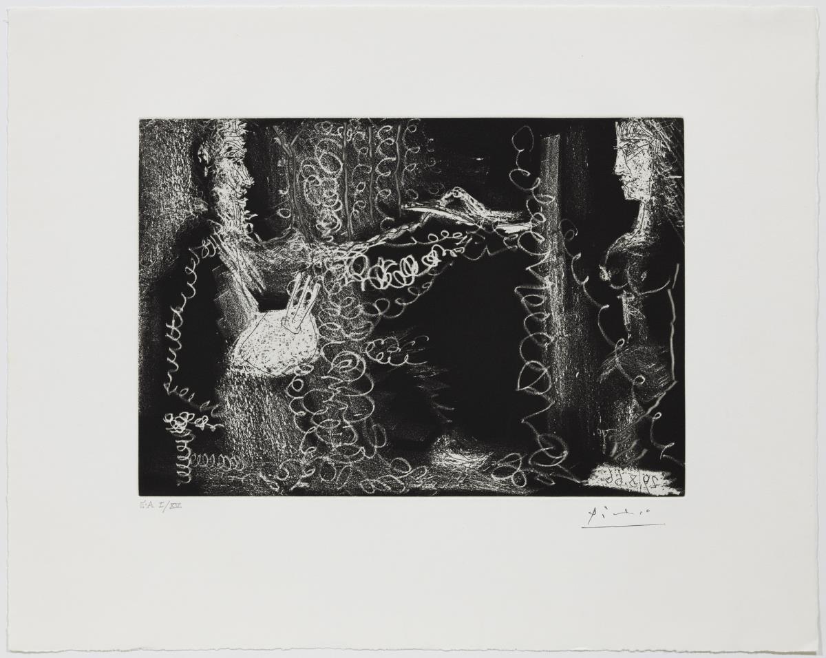 Pintor y modelo de perfil