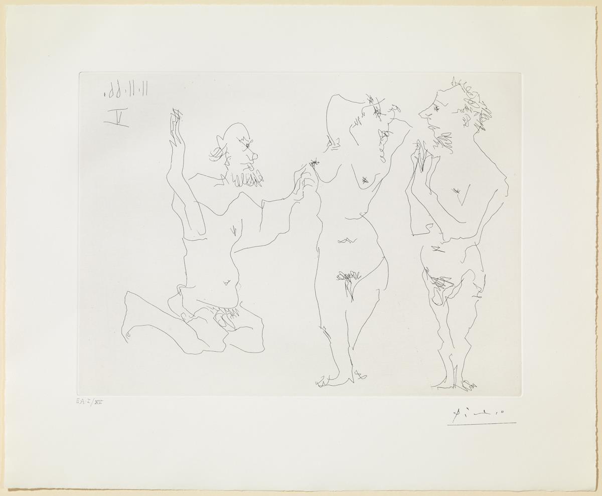 Mujer desnuda cortejada por dos hombres tirando a viejos | Museo Picasso  Barcelona