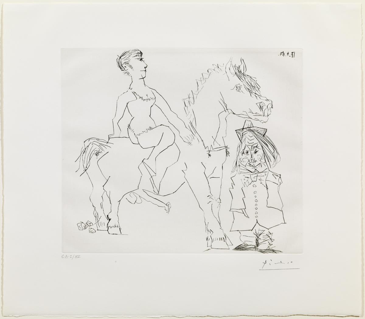 Horsewoman with Old Clown