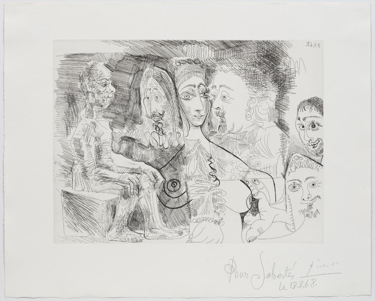 Vell fantasiejant: meretriu amb homes amb indumentària rembrandtesca