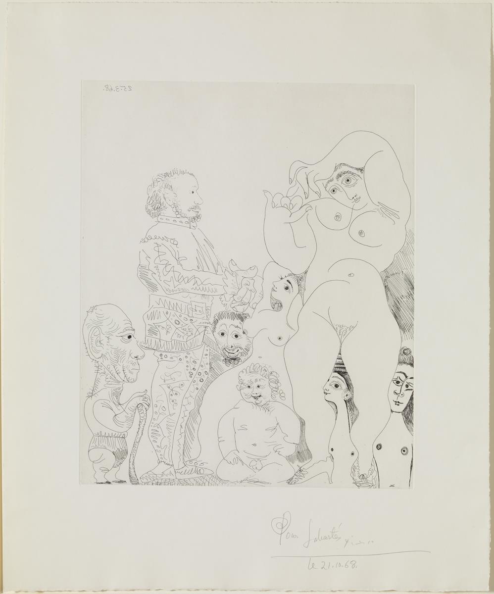 Self-Portrait with Walking Stick, Comedian, Plump Love and Women