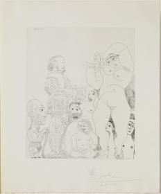 Self-Portrait with Walking Stick, Comedian, Plump Putto and Women