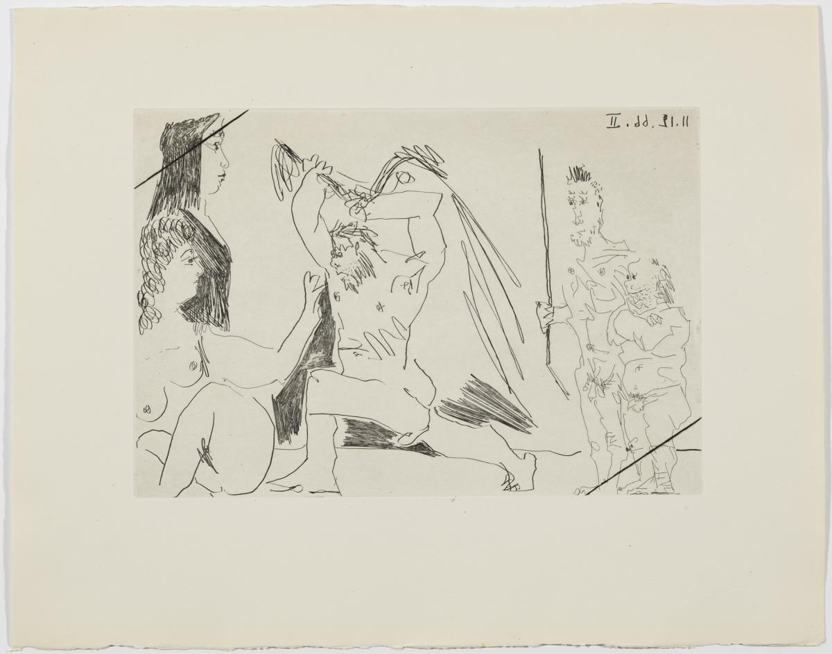 Angry Bearded Man, with Two Indifferent Women and Two Spectators