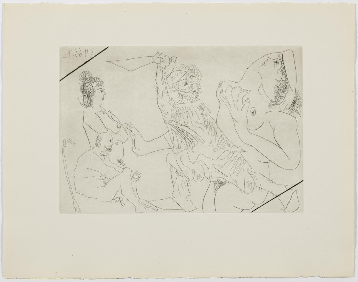 Man in Babouches with a Dagger Threatening a Naked Woman before two Elderly Spectators