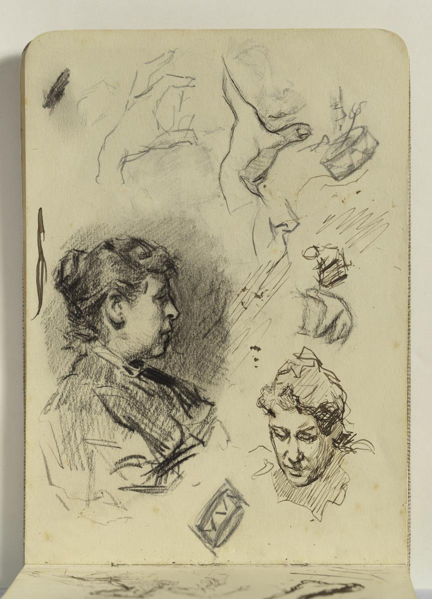 La mare de l'artista i estudi de mans