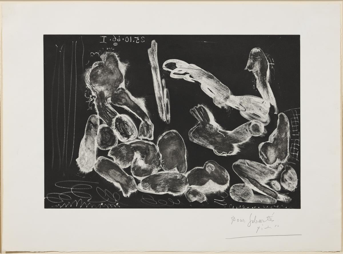 Pintor y modelo tumbada