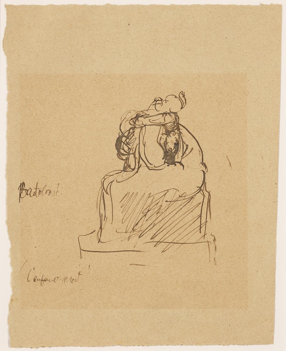 Croquis de un grupo escultórico del "Monumento a los muertos" de Albert Bartholomé, en París
