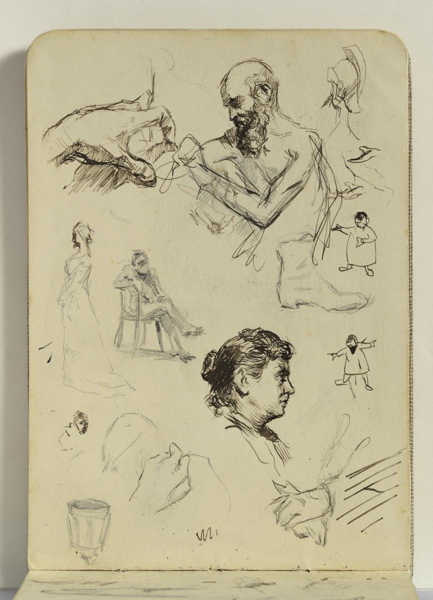 La mare de l'artista, estudi de mans i figures