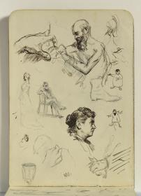La mare de l'artista, estudi de mans i figures
