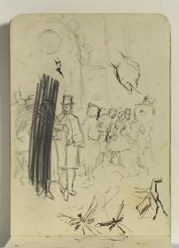 Estudio para "Salida del teatro" y otros croquis
