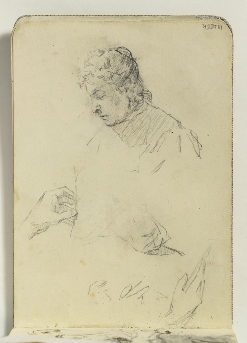 La mare de l'artista i estudi de mans