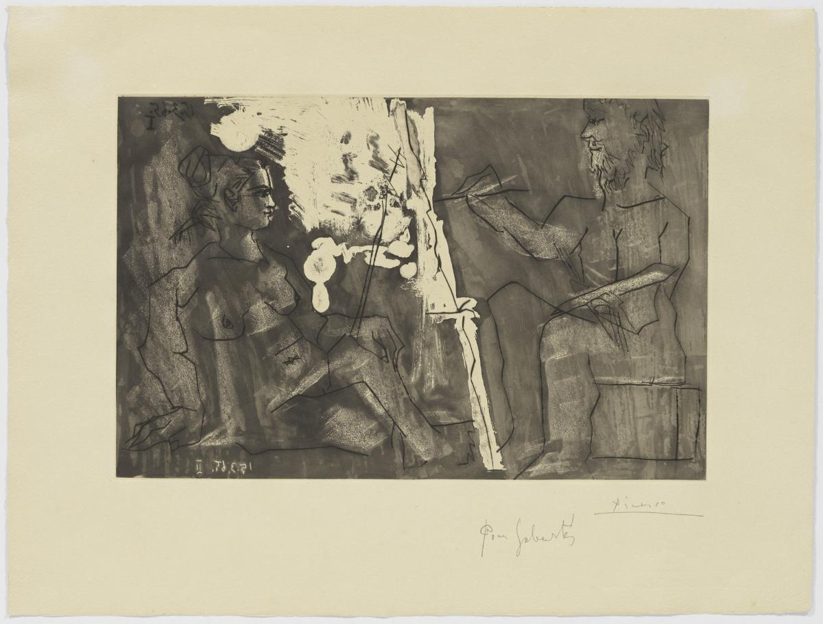 Pintor davant el seu cavallet, amb una model asseguda