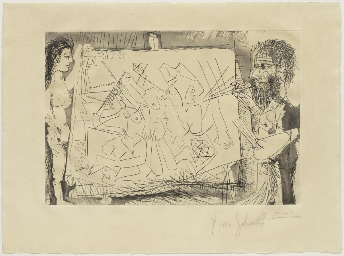 Pintor davant el seu cavallet, amb una model