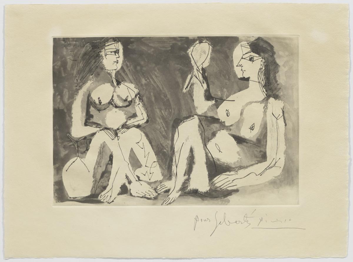 Two Women Seated at a Mirror