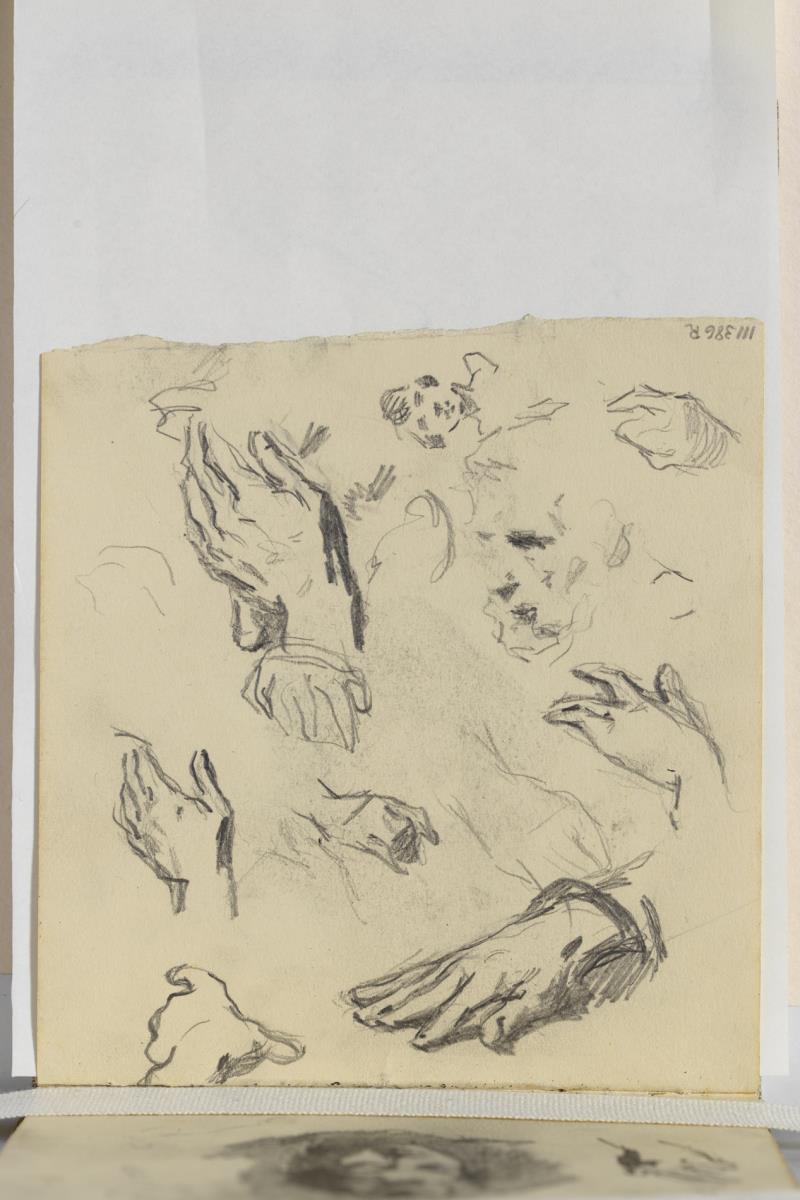 El pare de l'artista, bust femení i estudi de mans