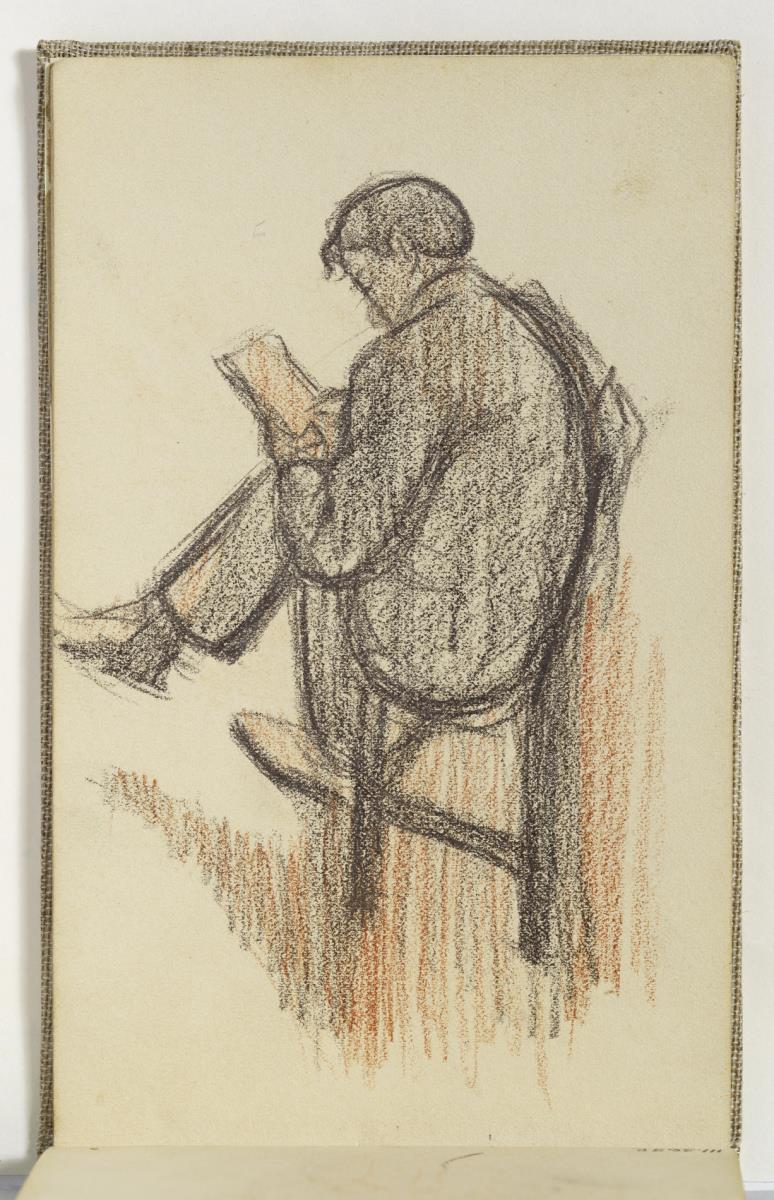 Home assegut, dibuixant