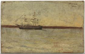 Escollera con un velero