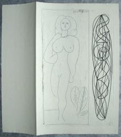 Mujer con hojas y arabesco