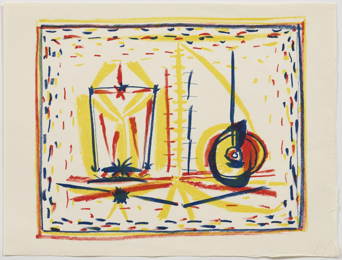 Composition with Glass and Apple