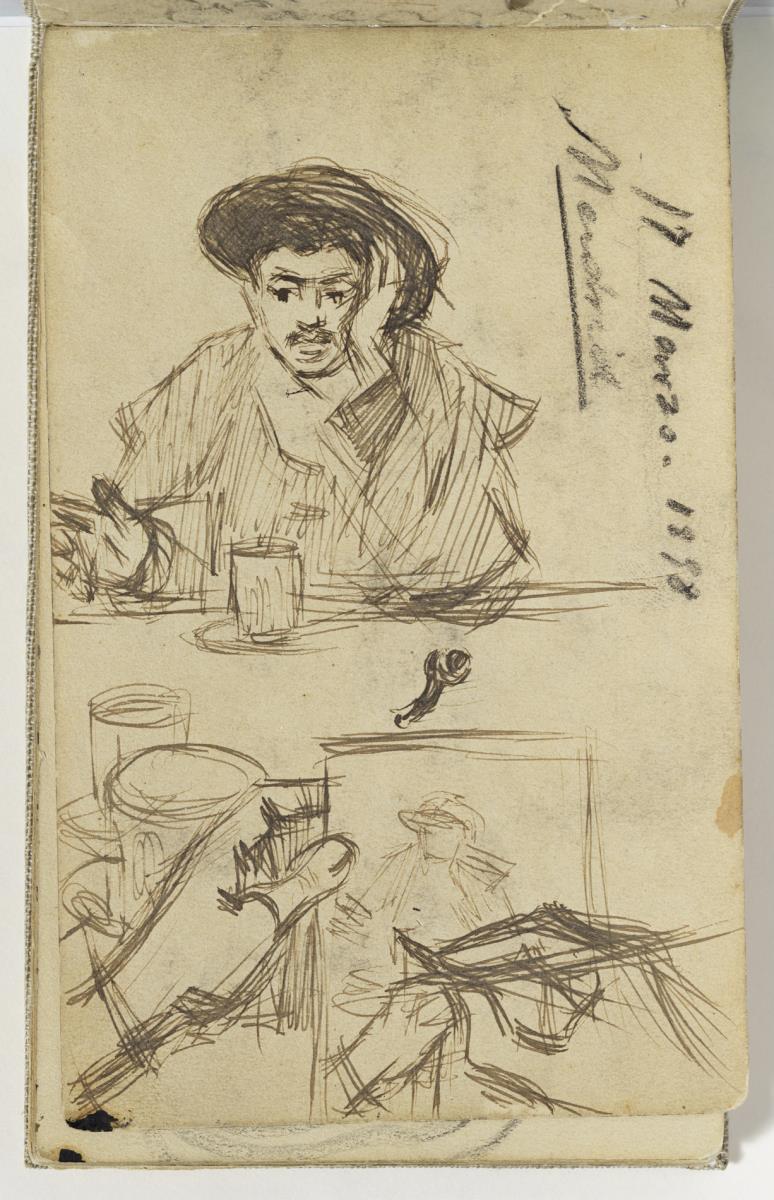 Hands of the Artist Sketching the Portrait of Francisco Bernareggi