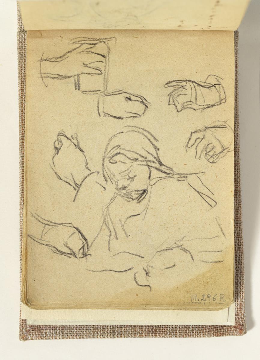 Lola, germana de l’artista, i estudi de mans