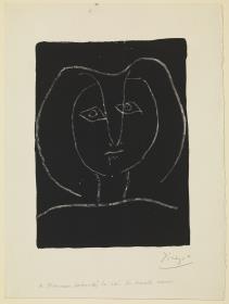 Stylized Woman's Head on Black Background