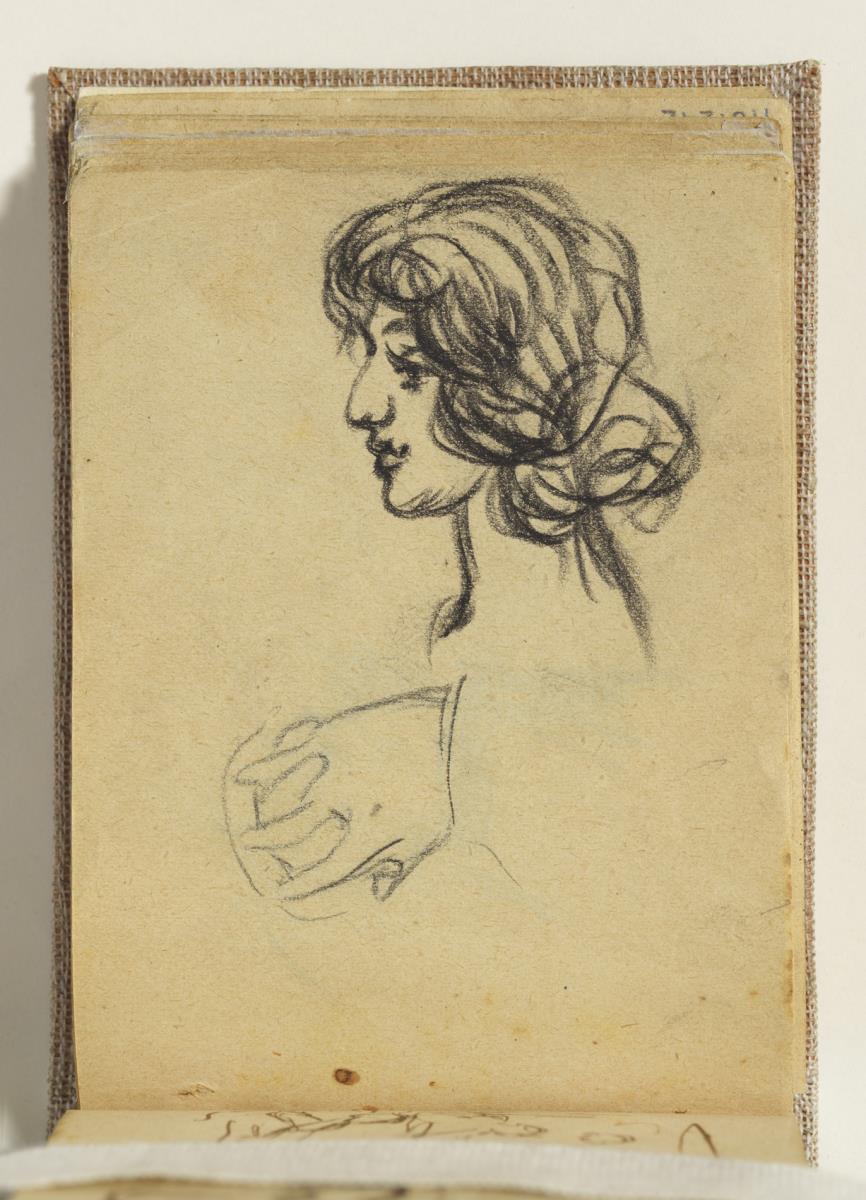 Cabeza de mujer y manos
