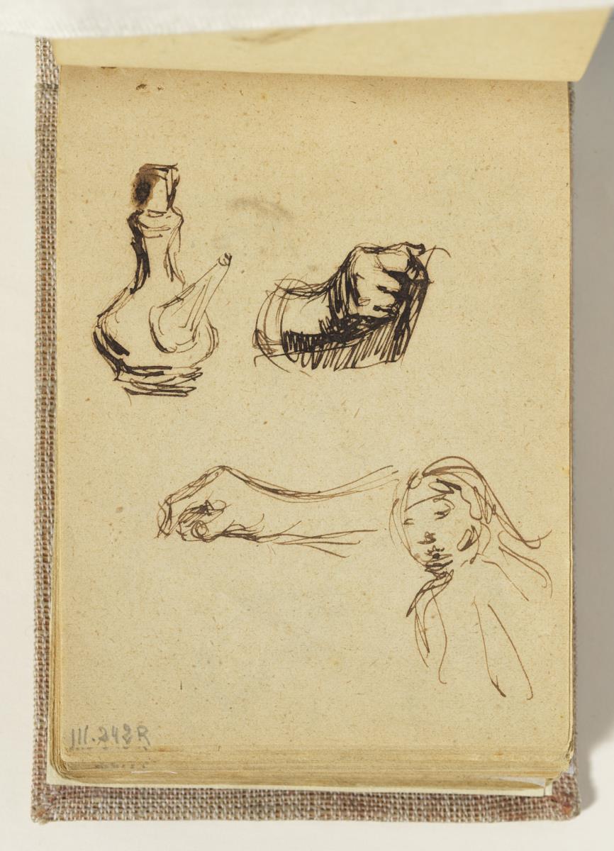 Estudi de dona, mà i setrill