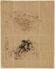 Pareja delante de un caballete