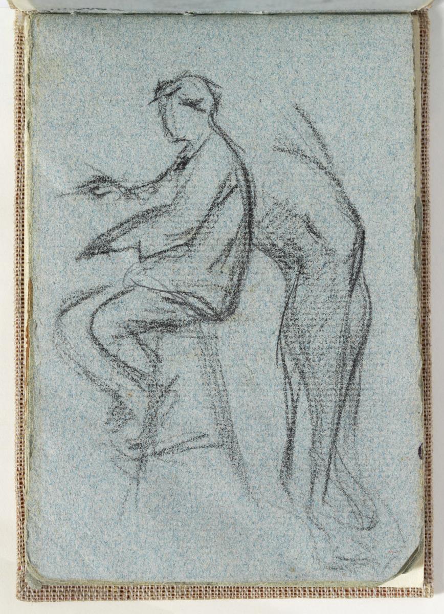 Noi dibuixant i estudi de cama