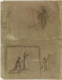 Estudio y croquis de escena religiosa
