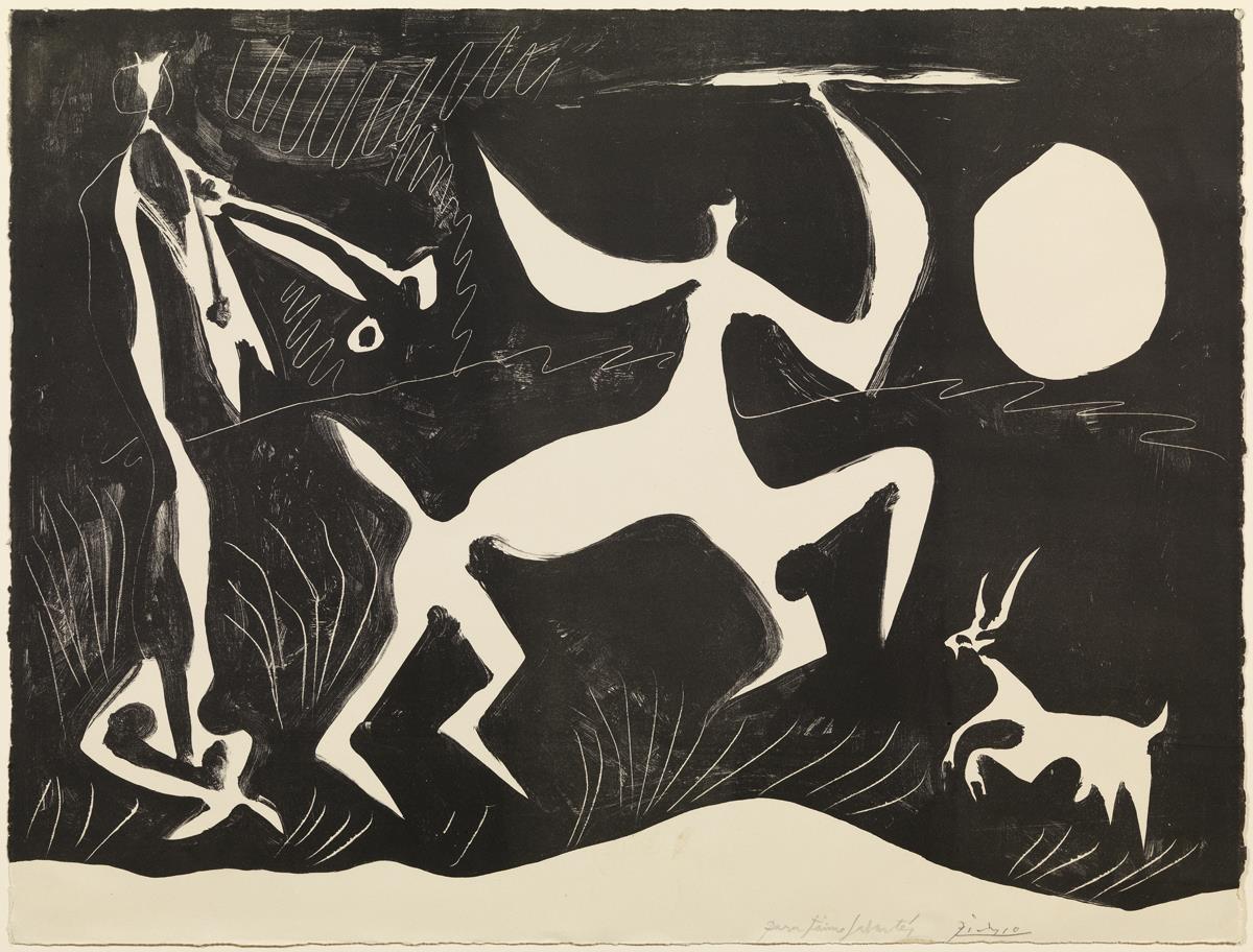 Centaure ballant, fons negre