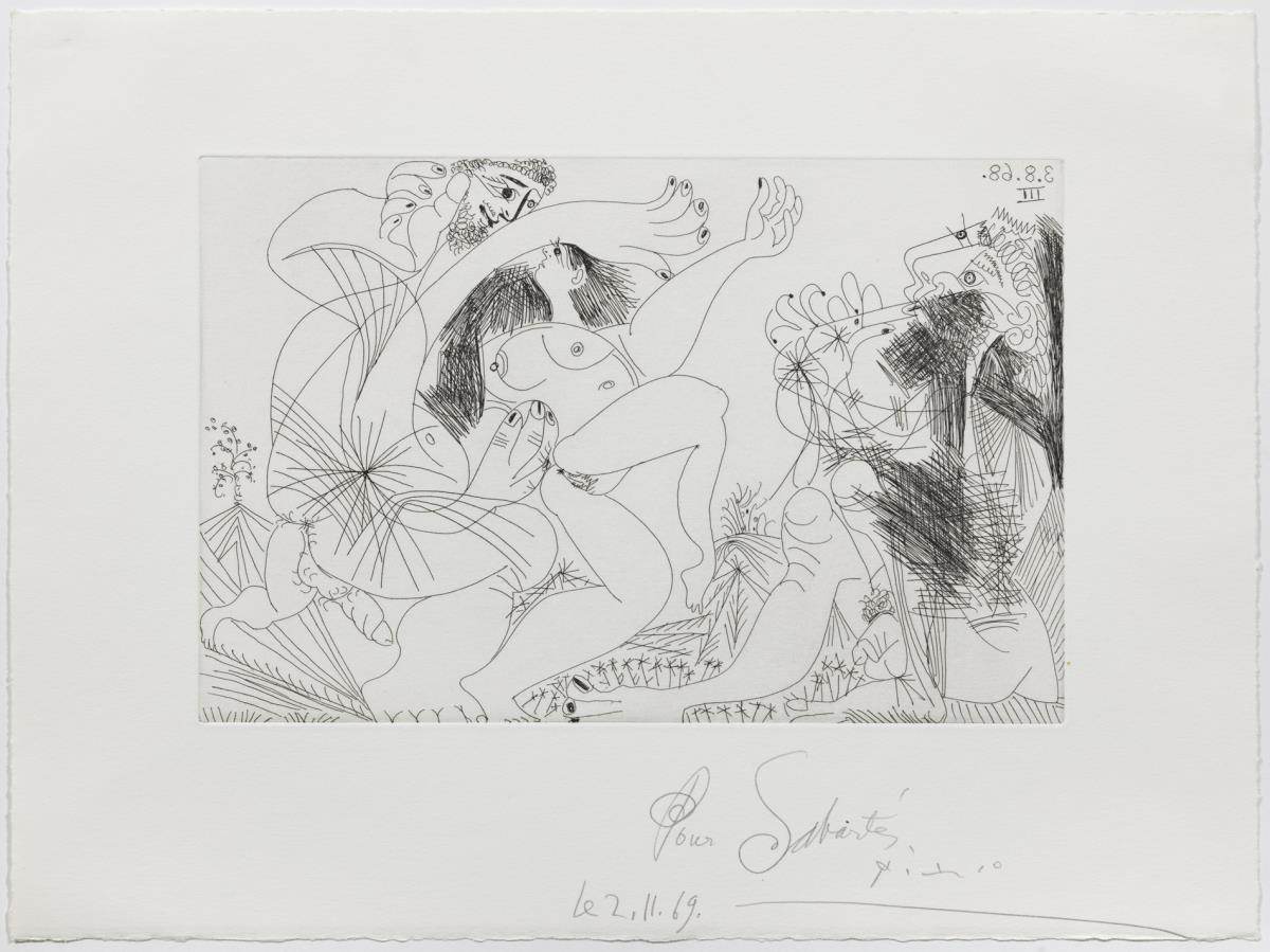 Oasis con flautista y danzantes