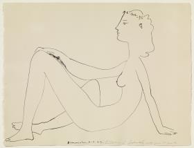 Desnudo sentado de perfil