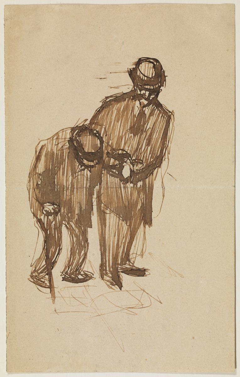 Hombre ayudando a un anciano