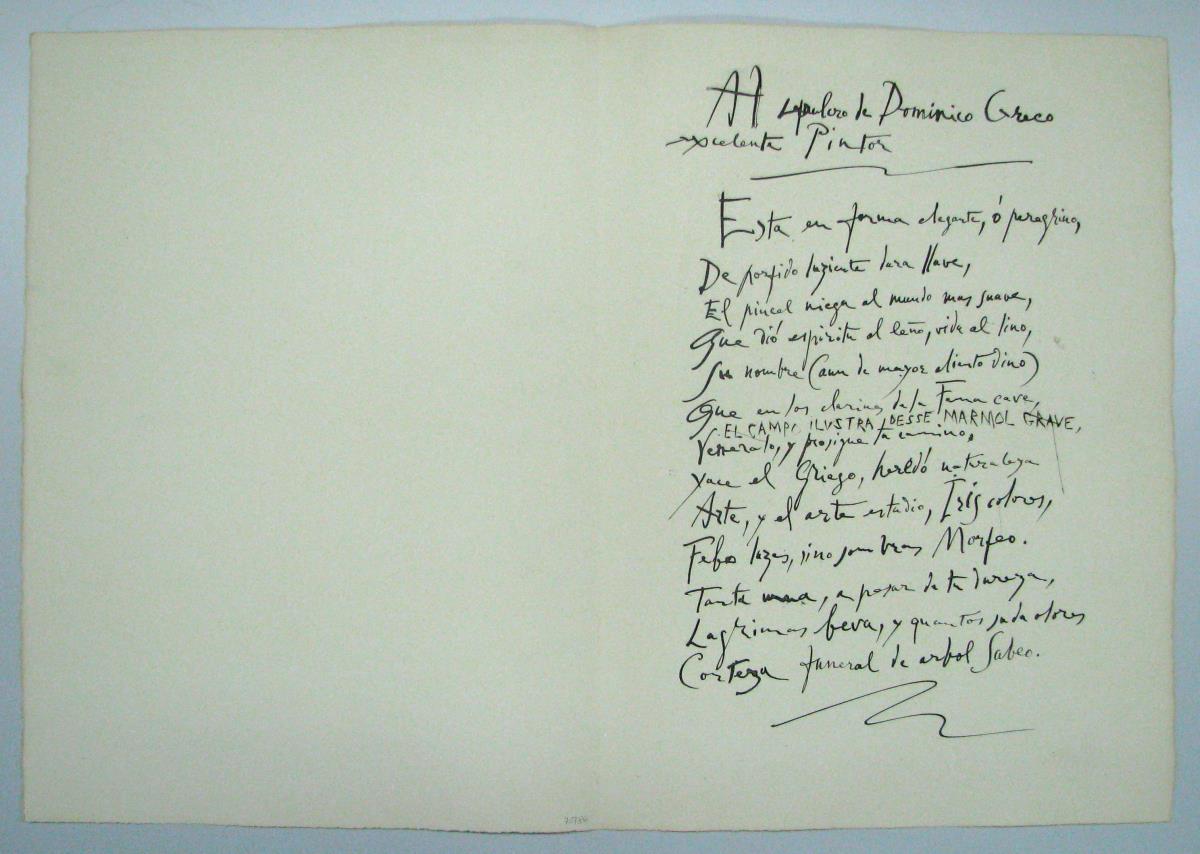 "Al sepulcro de Dominico Greco, excelente pintor"