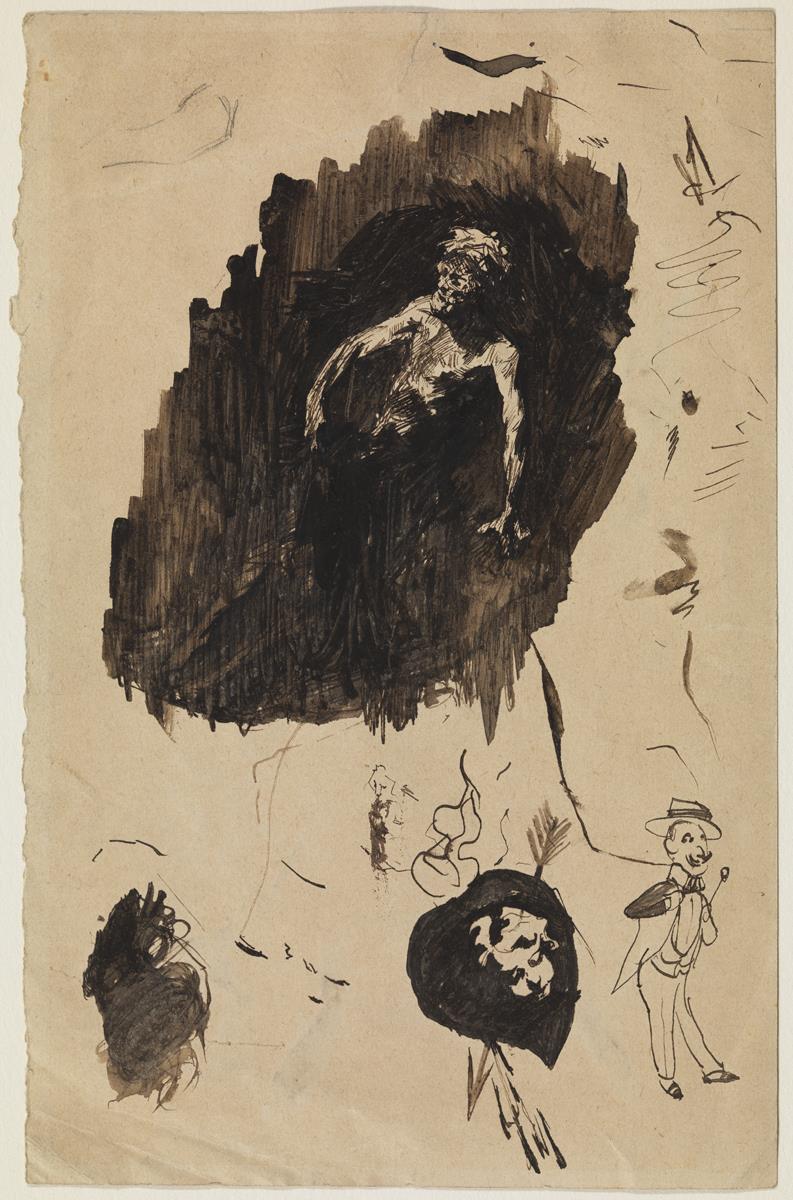 Home vell en clar-obscur, i altres croquis