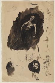 Home vell en clar-obscur, i altres croquis