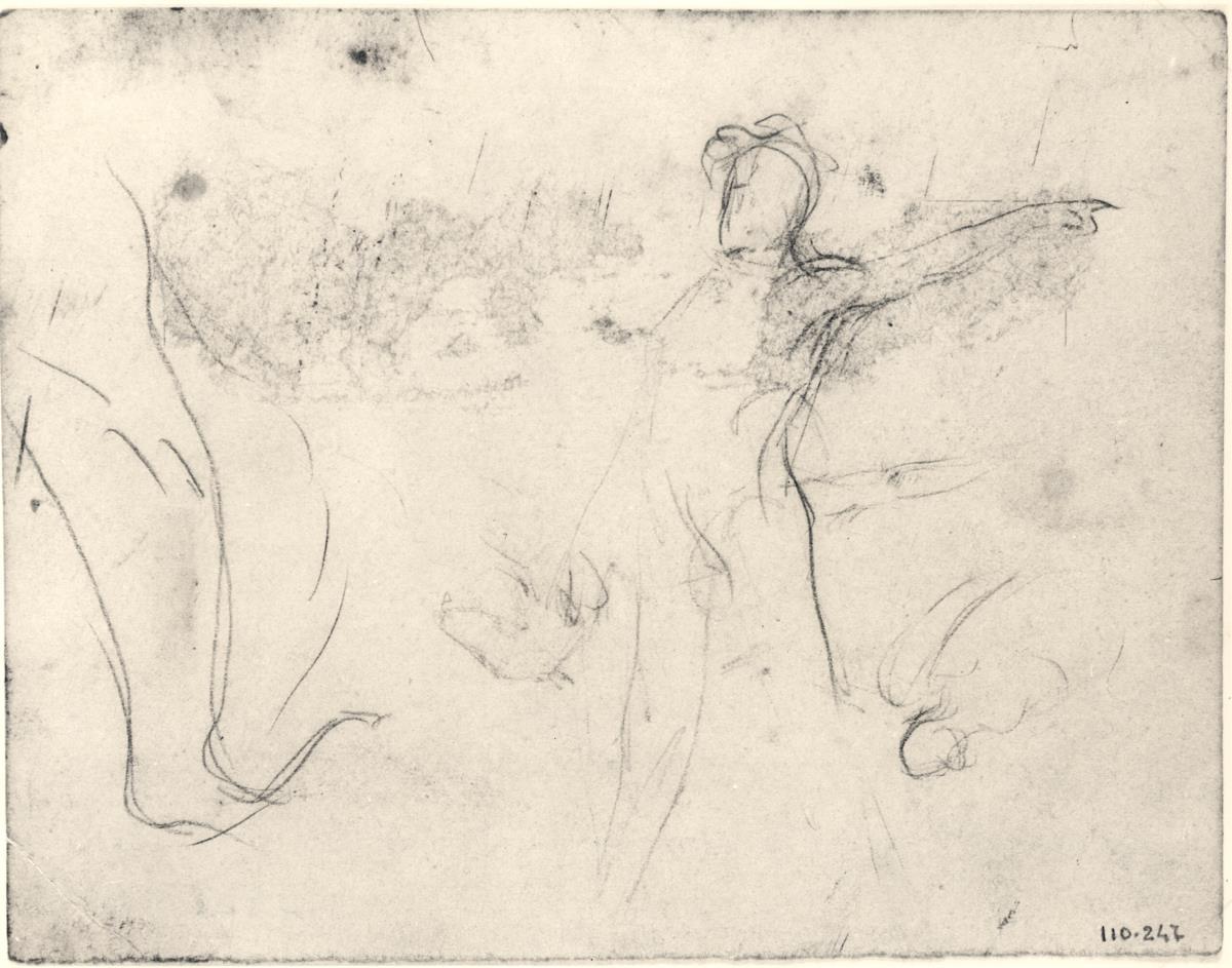 Personaje señalando y varios trazos