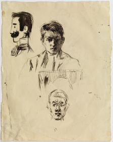 Autorretratos y caricatura de Mariano Benlliure