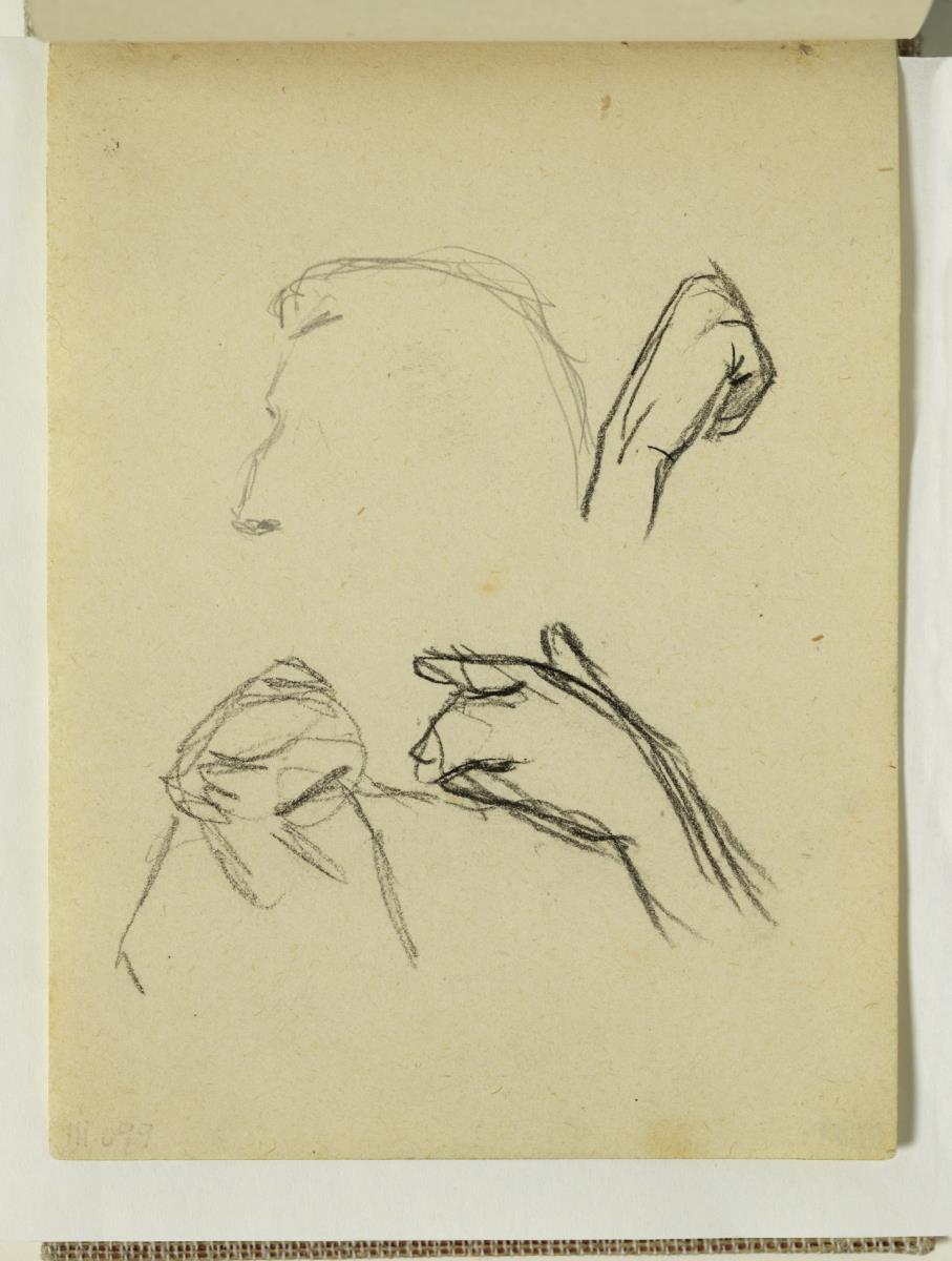 Estudio de manos y cabeza de hombre