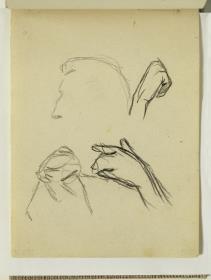 Study of Hands and Head of a Man