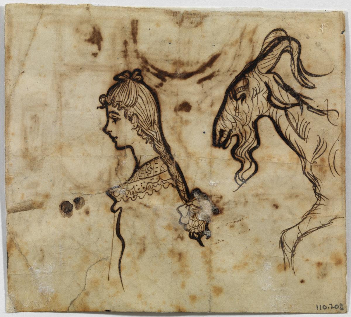Young Girl with Plaits, and Goat
