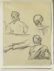 Estudios de figuras y esqueleto