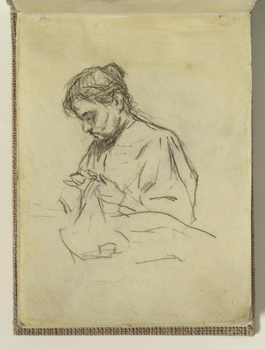 La madre del artista, cosiendo