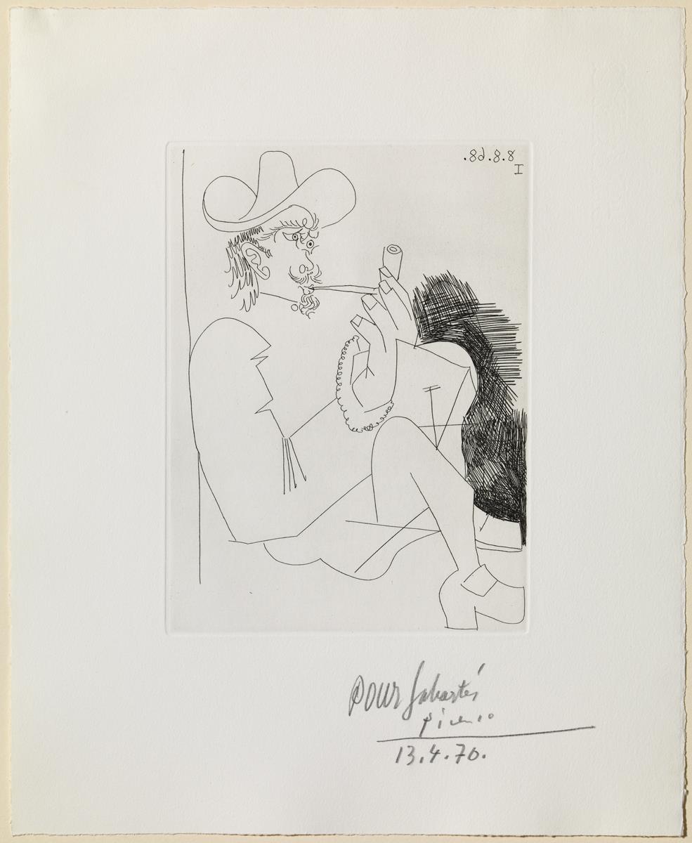 Hombre rembrandtesco con pipa