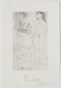 Pot-Bellied Old Sailor with Pipe and Contemptuous Young Prostitute