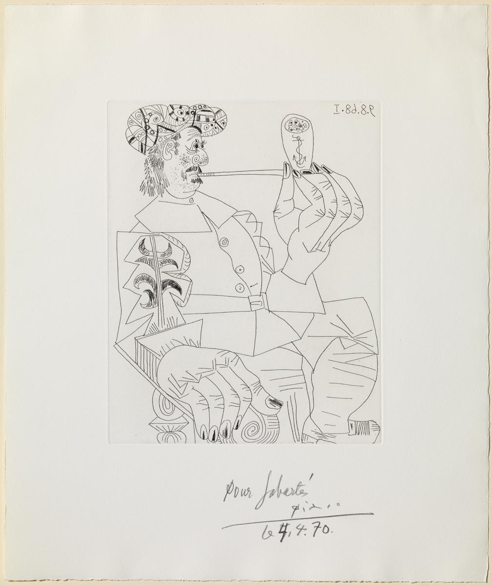 Viejo corsario jubilado fumando en pipa